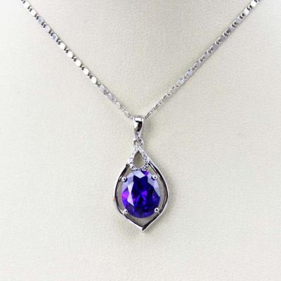 China Fashion Jewelry 925 Silver 8mmx10mm Oval Created Amethyst Pendant (PSJ0422) for sale