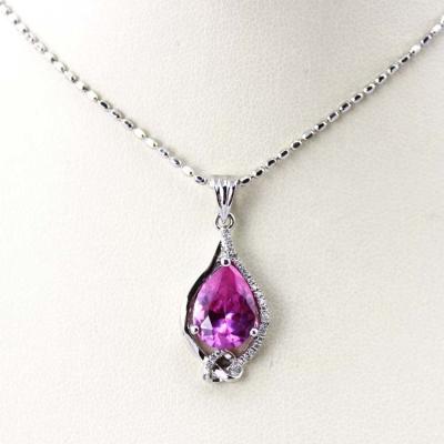 China Women Jewelry 925 Silver 8mmx10mm Pear Pink Cubic Zircon Pendant(PSJ0424) for sale