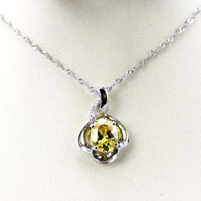 China 925 Silver Wave Chain Necklace and  Citrine Cubic Zircon Pendant (PSJ0431) for sale