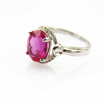 China White Gold Plated 925 Silver Pink Cubic Zirconia Gemstone Women Ring (R263) for sale