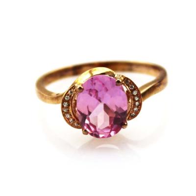 China 18k Rose Gold Plated Silver 7x9mm Oval Created  Ruby Gemstone Ring  (T64) for sale