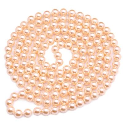 China Luxury Pink Round 8mm Shell Pearl Sweater Necklace 55 Inches (N08217) for sale