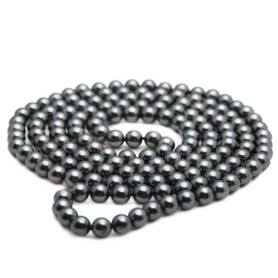 China Luxury Black Round 8mm Shell Pearl Sweater Necklace 55 Inches (N08736) for sale