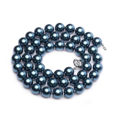 China Luxury Luster Blue Round 10mm Shell Pearls Necklace 22 inches (N10612) for sale