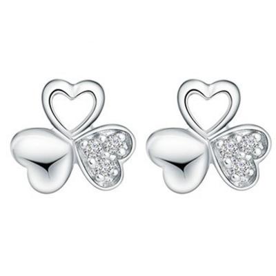 China 925 Silver Plate Earrings with Cubic Zircon Trefoil Stud Earrings(EESTUD06) for sale