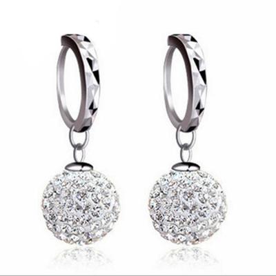 China 925 Silver Plated with Rhinestone Cubic Zircon Ball Beads Dangle Earrings (EEBALL03) for sale