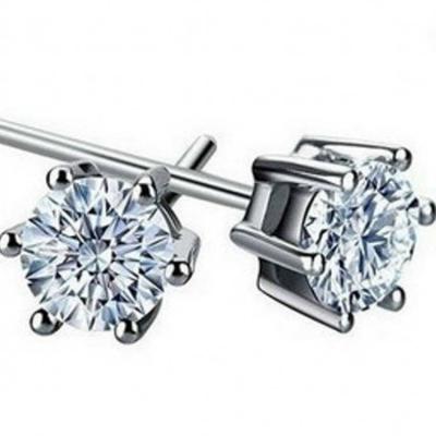 China Women's Round Cut Cubic Zircon Stud Earrings(EESTUD03) for sale