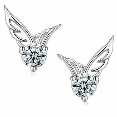 China Fashion Silver Plated Wing Stud Earrings with Cubic Zircon (EESTUD02) for sale