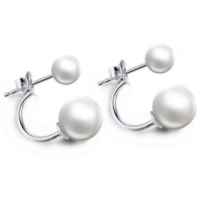 China Bouble White Pearl Hoop Studed Earrings(EEPEARL01) for sale