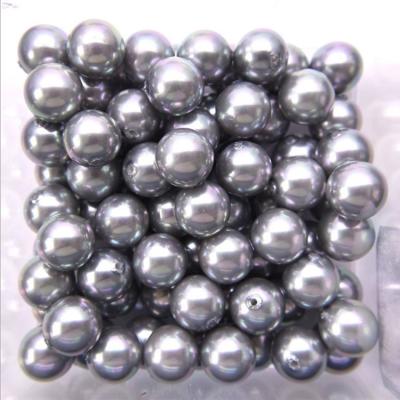 China High Quality Round Shape 14mm Gray  Half Hole Shell Pearl Loose Bead for DIY Handcraft for sale