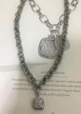 China (N-96) Fashion Women  Necklace Silver Plated Oval Link Chain with Cubic Zircon Pendant for sale