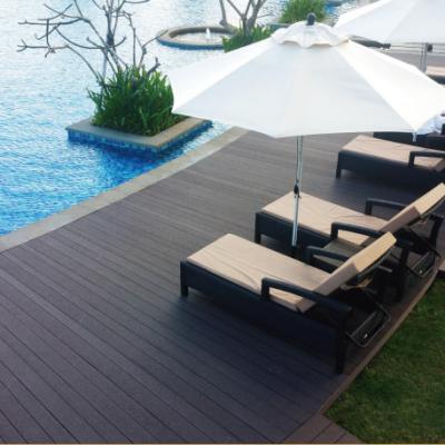 China EUROPEAN Wpc Decking Teak Wood Flooring Plastic Composite Wood Grain 3D Wood Deck Outdoor Garden Flooring Embossed 142x22mm Red Anti Sale for sale