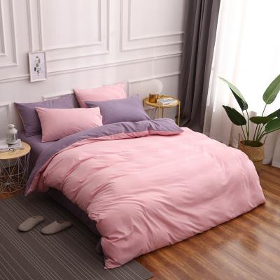 China Promotional Home Textile Microfiber Polyester Solid Color Chinese Folded 100% Bedding Set for sale