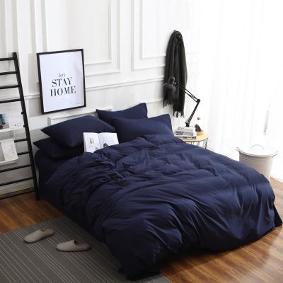 China Best Seller Reactive Dyes Color Double Folded Solid Soft Brushed Polyester Microfiber Covers Bedding Set for sale