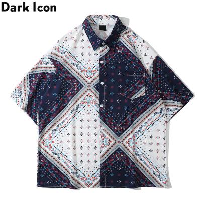 China Summer Oversized Hawaiian Shirt Men's Loose Breathable Short Sleeve Bandana Bandana Top for sale