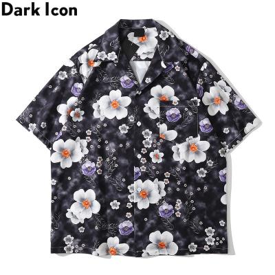 China Front Pocket Men's Hawaiian Shirt Men's Slim Material Blouse Floral Print Shirt Breathable Light Weight for sale