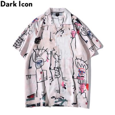 China Breathable Men's Breathable Shirts Men's Polo Shirt Men Summer Street Hawaiian Graffiti Shirt for sale