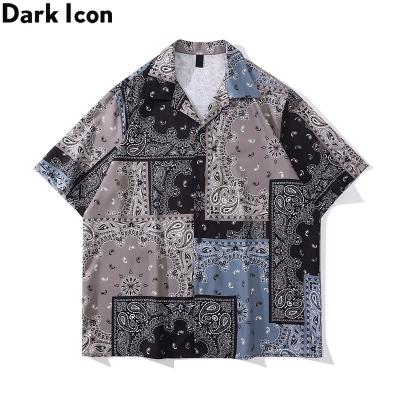 China Gray Bandana Polo Shirt Men's Summer Vintage Hawaiian Shirt Men's Breathable Clothing for sale