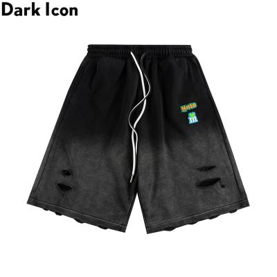 China Breathable Tie Dyeing Men's Shorts Ripped Open Hem Terry Material Cotton Shorts Man 3 Colors for sale