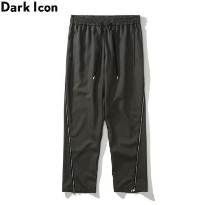 China Plus Size Inclined Zipper Men's Pants Elastic Waist Pants Plain Full Length Man Pants for sale