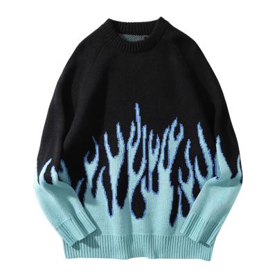 China Jacquard Knitwear Men's Plus Size Flame Flame Sweater Hip Hop Sweater Sweater Hip Hop Sweater Men's Clothing for sale