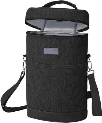 China Insulated Leakproof 2 Bottle Insulated Wine Carrier - Wine Cooler Bag with Shoulder Strap for Picnic, Travel for sale