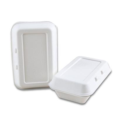 China Soak proof/Mmicrowave safe/Cut Resistant Clamshell Compostable Takeaway Food Boxes 700Ml Wholesale Oilproof Custom Eco Friendly Sugarcane Pulp Dinnerware for sale