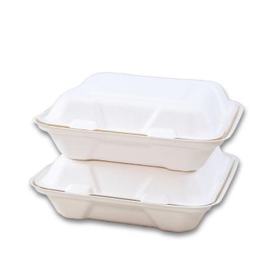 China Soak proof/Mmicrowave safe/Cut Resistant Clamshell Compostable Takeaway Food Boxes 1200Ml Sugarcane Food Biodegradable Lunch Box for sale