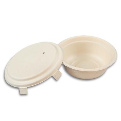 China Soak proof/Mmicrowave safe/Cut Resistant Compostable Takeaway Round Boxes 500Ml Bagasse Disposable Biodegradable Soup Bowl for sale