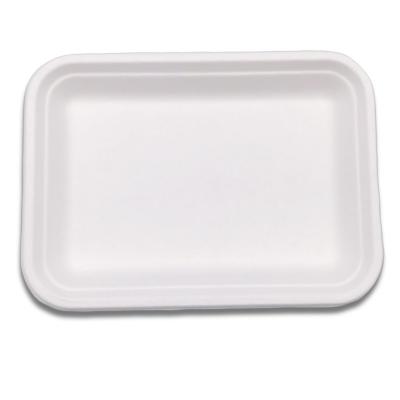 China Soak proof/Mmicrowave safe/Cut Resistant Compostable Fruit & Vegetable Tray Sushi Food Packaging Disposable Bagasse Tray for sale