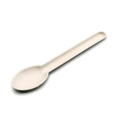 China Waterproof and Greaseproof/Mmicrowave safe Compostable Paper Cutlery Spoon Bagasse Disposable Spoon Sugarcane Cutlery for sale