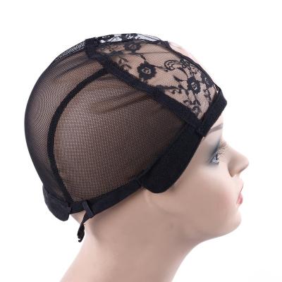 China High Quality 2 in 1 Breathable Adjustable Swiss Lace Hair Net Dome Mesh Crochet Monofilament Wig Caps Ice Silk Weaving Hair Net For Making Wig for sale