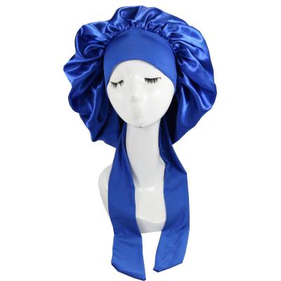 China Custom Logo Satin Sleep Hood Women's Extra Large Satin Hair Hood with Wrap Sleep Hoods with Belt Band Tails Silk Tie Hood for Curly Hair for sale