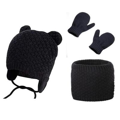 China Autumn And Winter New Velvet Children COMMON Hat And Gloves Set Store Cute Knitted Braid Ear Protection Keep Warm Hat for sale