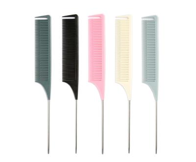 China High Quality Rattail Comb Carbon Fiber Teasing Combs Stainless Steel Pintail for Women Men Fine Teeth for sale