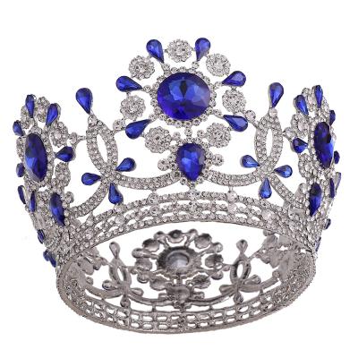 China Fashionable Elegant European Large Diamond Round Crown Hair Accessories RS260 Retro Victoria Style Bridal Crown Wedding for sale