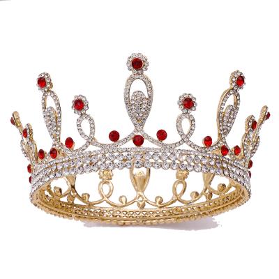 China Fashionable Elegant King Tiara Crown Pageant Queen Big Rhinestone RS262 Around Tiara Crown Contour Pageant Crystal Crown for sale