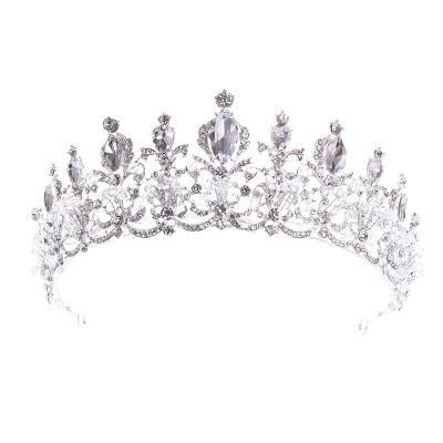 China Fashionable Elegant Good Quality Silver Plated Tiaras Handmade Crowns Luxury Wedding Crown And Crown Bridal Wedding for sale