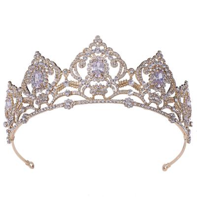 China 2021 Rosa Bessie New Arrival Bridal Crown Tiara Zircon Wedding Tiara And Crown Fashionable Elegant CZ Male for sale