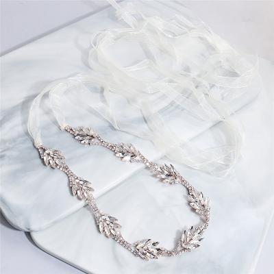 China 2021 Classic Crystal Satin Wedding Belts Bridal Wedding Sash Belt Hot Handmade Rhinestone Lace Sash Corset for sale