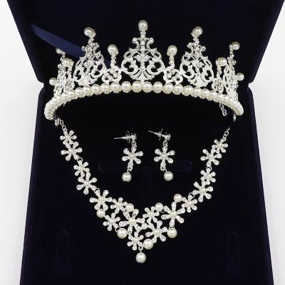 China Round Circle Crown Rosa Bessie Fancy Crystal Wedding Bridal Crown Tiaras Jewelry Necklace Set Jewelry Women for sale