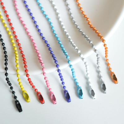 China Wholesale 2.4mm*15cm Fashion Metal Ball Chain High Quality Colorful Ball Chain With Clasp for sale