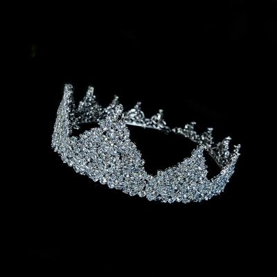 China Fashionable Elegant Style Hot Sale Zircon Full Round Pageant Crowns For Beauty Pageant Hair Accessories Wholesale for sale