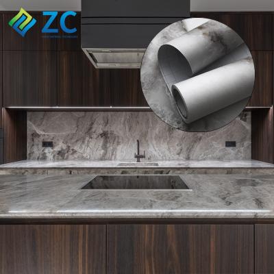 China ZHICAI Traditional Heat Resistant Marble Decorative Films Contacts 3D Marble Paper Wholesale Self Adhesive Wallpaper For Sideboards for sale