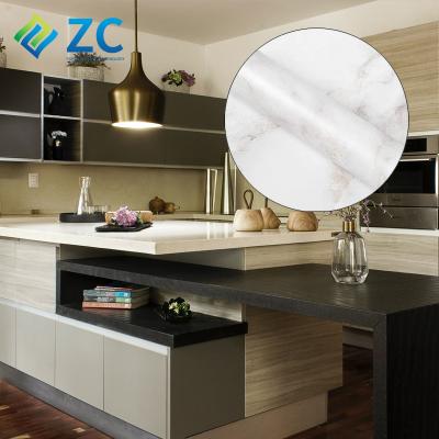 China ZHICAI Wallcovering Marble Effect Custom Wallpaper Printing Contact Paper Self Adhesive Waterproof Peel and Stick Decorative Film for Kitchen for sale