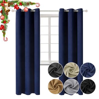 China Blackout Cheap 42*84 Inch Blackout Ready Made Solid Curtain For Living Room for sale