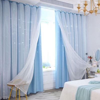 China Blackout Star Laser Cutting Living Room Shaped Cavity Cut Polyester Blackout Curtain, Thermal Insulated for sale