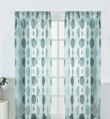 China New Design Fire Retardant Curtain with Valance, Aqua Color Jacquard Sheer Curtain/ for sale