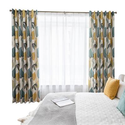 China Blackout Leaf Chenille Print Window Curtain For Living Room / for sale