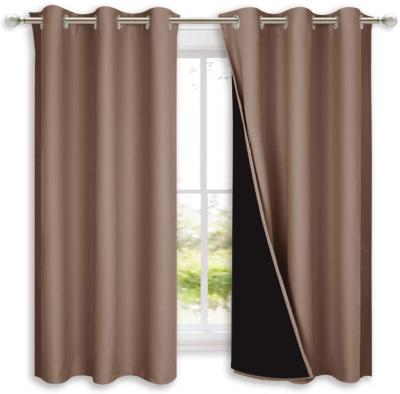 China Hot selling blackout 100%high solid color shading curtain, living room 100% blackout double layer curtain for sale